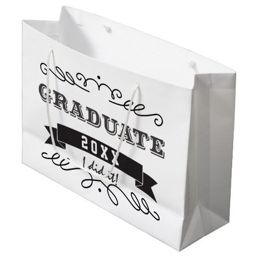 Aangepaste typografie Afstudeerrol Zegel Groot Cadeauzakje (Voorkant Gekanteld)