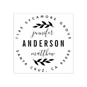 Aangepaste typografie getrouwd paar retour adres rubberstempel