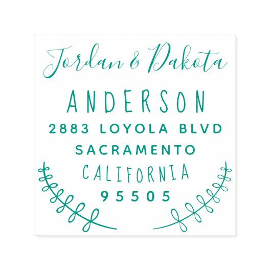 Aangepaste typografie getrouwd paar retour adres  zelfinktende stempel (Design)