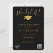 Aangepaste Typografie Graduation Party Invitation Kaart (Achterkant)