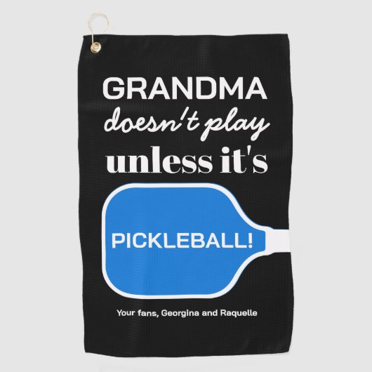 Aangepaste Typografie Grappige Oma Pickleball Humo Golfhanddoek (Voorkant)