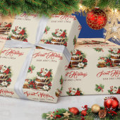 Aangepaste  typografie laat bessen kerst cadeaupapier