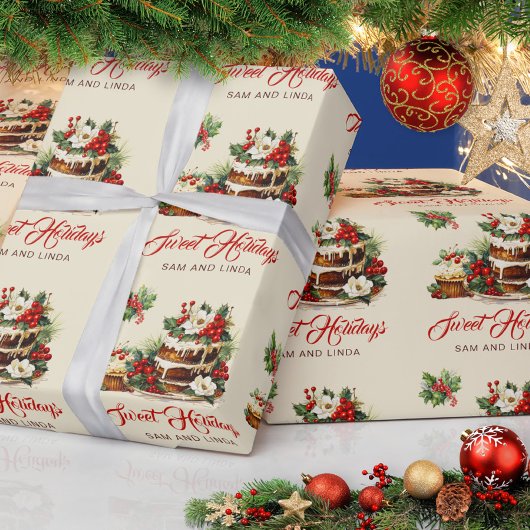 Aangepaste typografie laat bessen kerst cadeaupapier