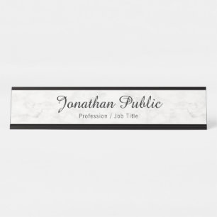 Aangepaste typografie moderne elegante witte marme bureau naambordje