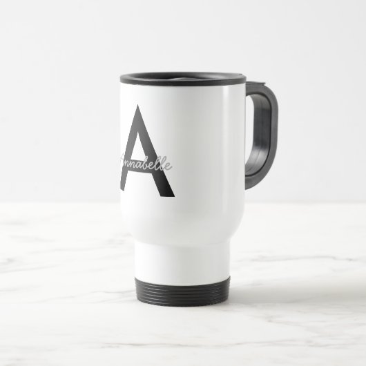Aangepaste Typografie Monogram Travel Mug Reisbeker (Voorkant rechts)