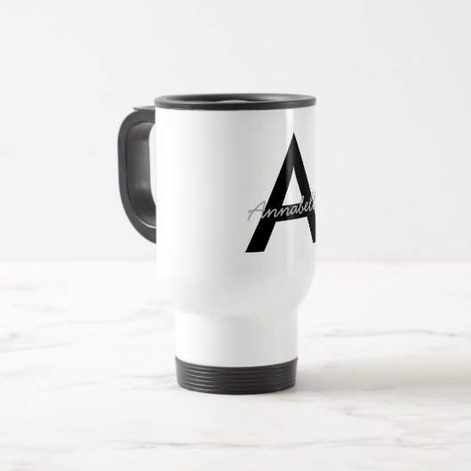 Aangepaste Typografie Monogram Travel Mug Reisbeker (Voorkant links)