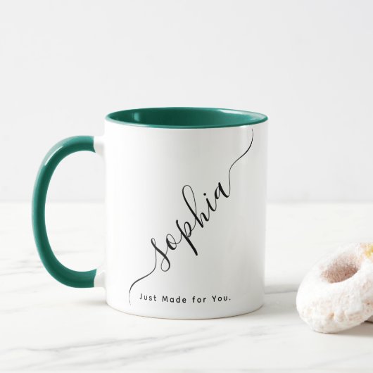 Aangepaste typografie Naam Koffie Mok (Met donut)