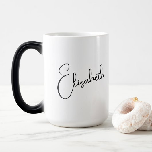 Aangepaste typografie naam modern zwart-wit magische mok (Met donut)