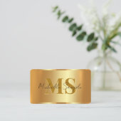 Aangepaste Typografie Naam QR Code Gold Monogram Visitekaartje (Staand voorkant)