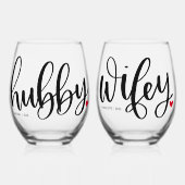 Aangepaste typografie ontwerp voor echtparen, Hubb Wijnglas Zonder Voet (Voorkant)