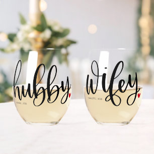 Aangepaste typografie ontwerp voor echtparen, Hubb Wijnglas Zonder Voet