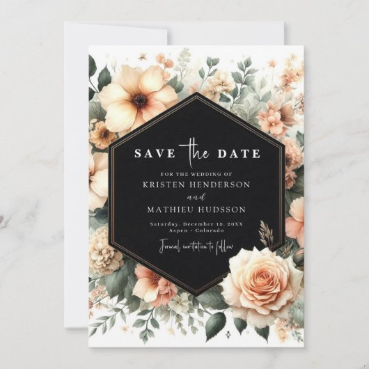 Aangepaste Typografie Peach Wedding Save The Date (Voorkant)