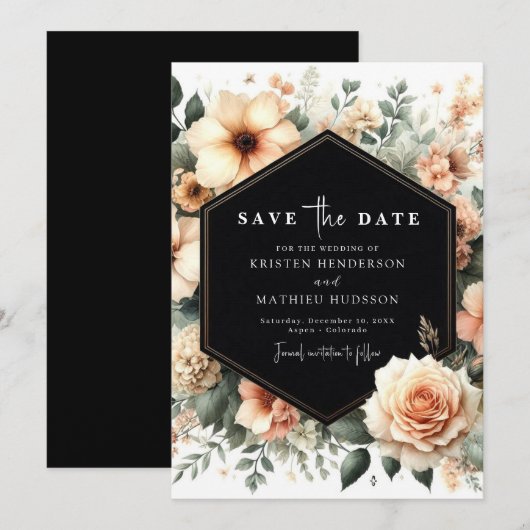 Aangepaste Typografie Peach Wedding Save The Date (Voorkant / Achterkant)