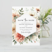 Aangepaste Typografie Peach Wedding Save The Date (Staand voorkant)