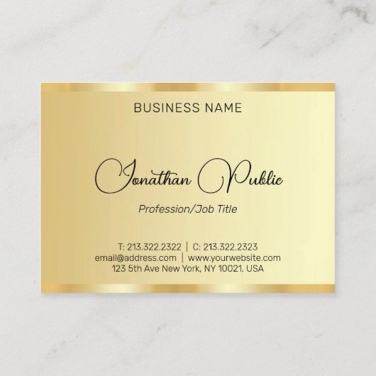 Aangepaste typografie script goud uitziend profess visitekaartje (Achterkant)