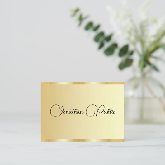 Aangepaste typografie script goud uitziend profess visitekaartje (Staand voorkant)