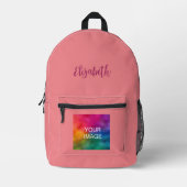 Aangepaste typografie Script naam Charisma effen k Bedrukte Rugzak (Voorkant)