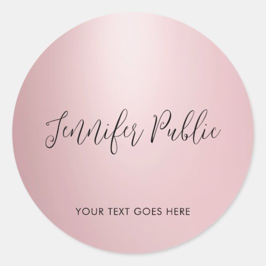 Aangepaste typografie Script Naam Roos Gouden Sjab Ronde Sticker (Voorkant)