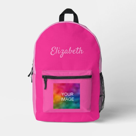 Aangepaste typografie Script Naam Roze Kleurtonen Bedrukte Rugzak (Voorkant)