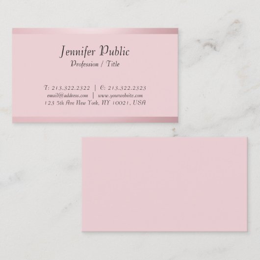 Aangepaste typografie Script Sjabloon Roos Gold Visitekaartje (Voorkant / Achterkant)