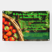 Aangepaste U-Pick Aardbeienboerderij Bessen Plukke Spandoek (Horizontaal)