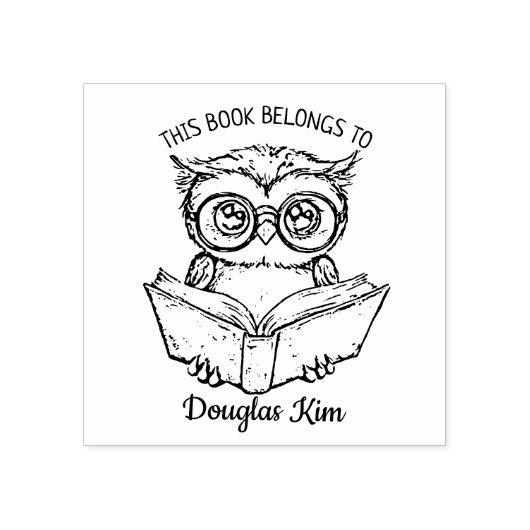 Aangepaste Uil Ex-Libris Rubberstempel (Afrduk)