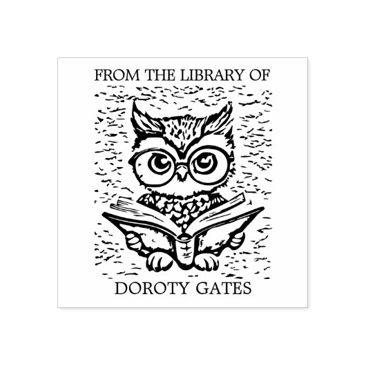 Aangepaste uilenboekplaat rubberstempel (Afrduk)