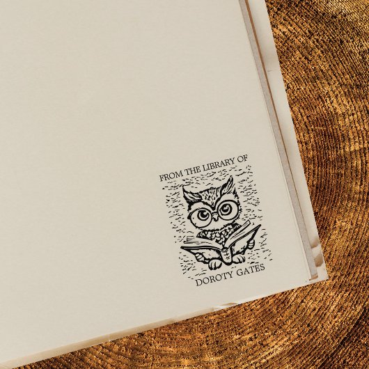 Aangepaste uilenboekplaat rubberstempel