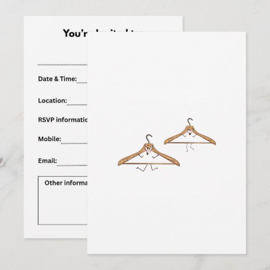 Aangepaste uitnodiging. Grappige hangers Kaart (Voorkant / Achterkant)