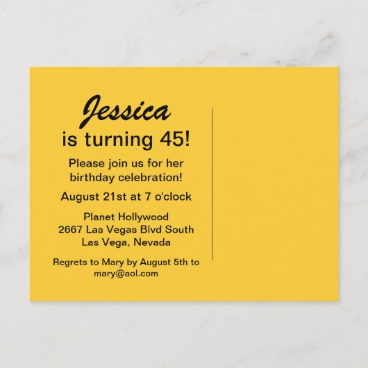 Aangepaste uitnodiging Las Vegas (Achterkant)