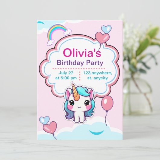 Aangepaste uitnodiging Licorne Anniversair Alles (Staand voorkant)