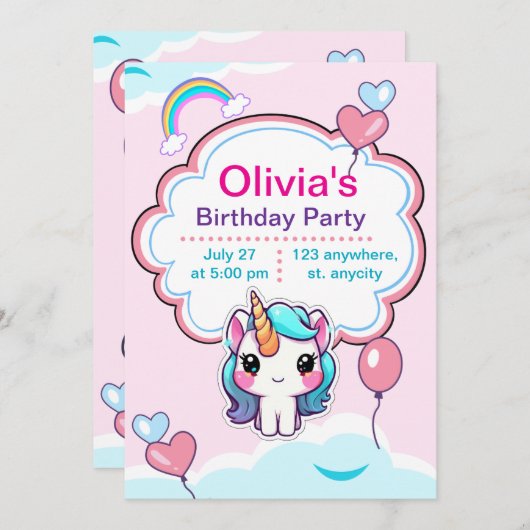 Aangepaste uitnodiging Licorne Anniversair Alles (Voorkant / Achterkant)