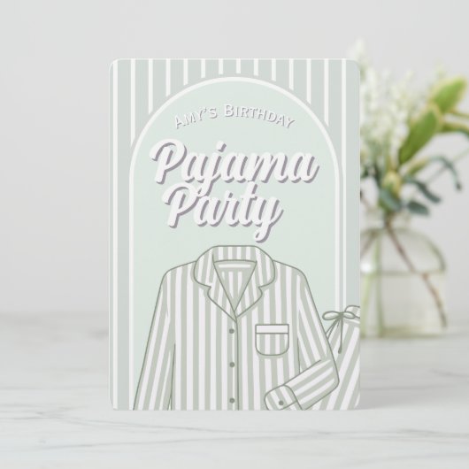 Aangepaste uitnodiging - Meisjes pyjama slaapfeest (Staand voorkant)