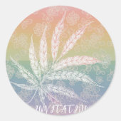 Aangepaste uitnodiging Pastel Rainbow Asanoha blad Ronde Sticker (Voorkant)