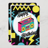 Aangepaste uitnodiging - Retro 80s 90s themafeest (Voorkant / Achterkant)