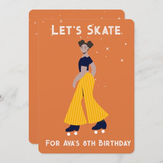 Aangepaste Uitnodiging - Rolschaatsen Verjaardagsf (Voorkant / Achterkant)