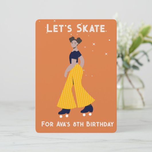 Aangepaste Uitnodiging - Rolschaatsen Verjaardagsf (Staand voorkant)