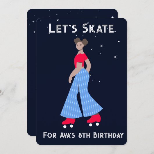 Aangepaste Uitnodiging - Rolschaatsen Verjaardagsf (Voorkant / Achterkant)