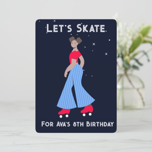 Aangepaste Uitnodiging - Rolschaatsen Verjaardagsf (Staand voorkant)