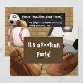 Aangepaste uitnodiging, Sportpartij, Birthday of o Kaart (Voorkant / Achterkant)