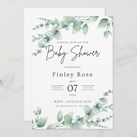 Aangepaste uitnodiging tot Baby shower (Voorkant / Achterkant)