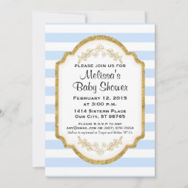 Aangepaste uitnodiging tot Baby shower, goud, blau