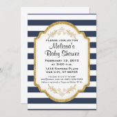 Aangepaste uitnodiging tot Baby shower, marine en  (Voorkant / Achterkant)