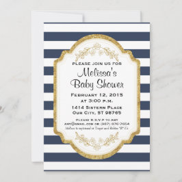 Aangepaste uitnodiging tot Baby shower, marine en
