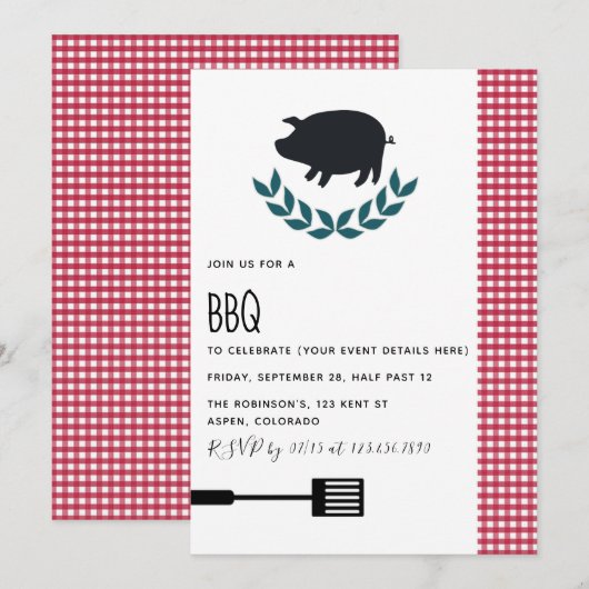 Aangepaste uitnodiging van BBQ Party (Voorkant / Achterkant)