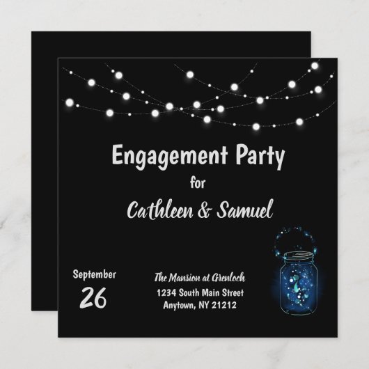 Aangepaste uitnodiging van de partij van de overee (Voorkant / Achterkant)