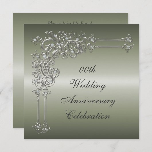 Aangepaste uitnodiging voor 25e bruiloft Jubileum (Voorkant / Achterkant)