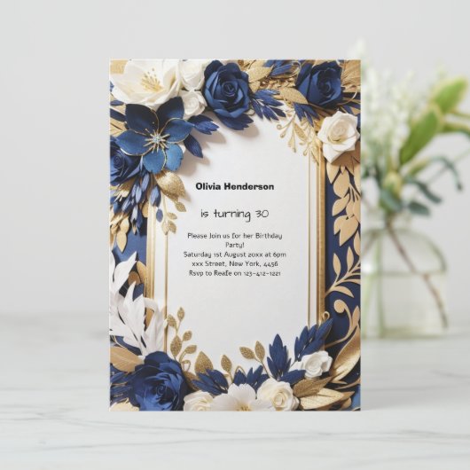 Aangepaste uitnodiging voor 30e verjaardag (Staand voorkant)