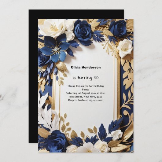 Aangepaste uitnodiging voor 30e verjaardag (Voorkant / Achterkant)