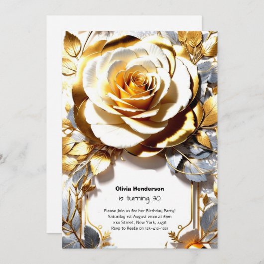 Aangepaste uitnodiging voor 30e verjaardag (Voorkant / Achterkant)